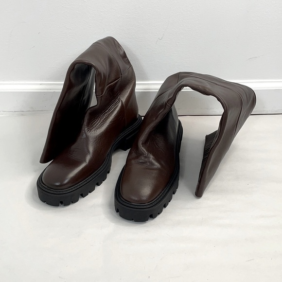 New Zara Tall Lug Sole Leather Boots - Picture 6 of 10